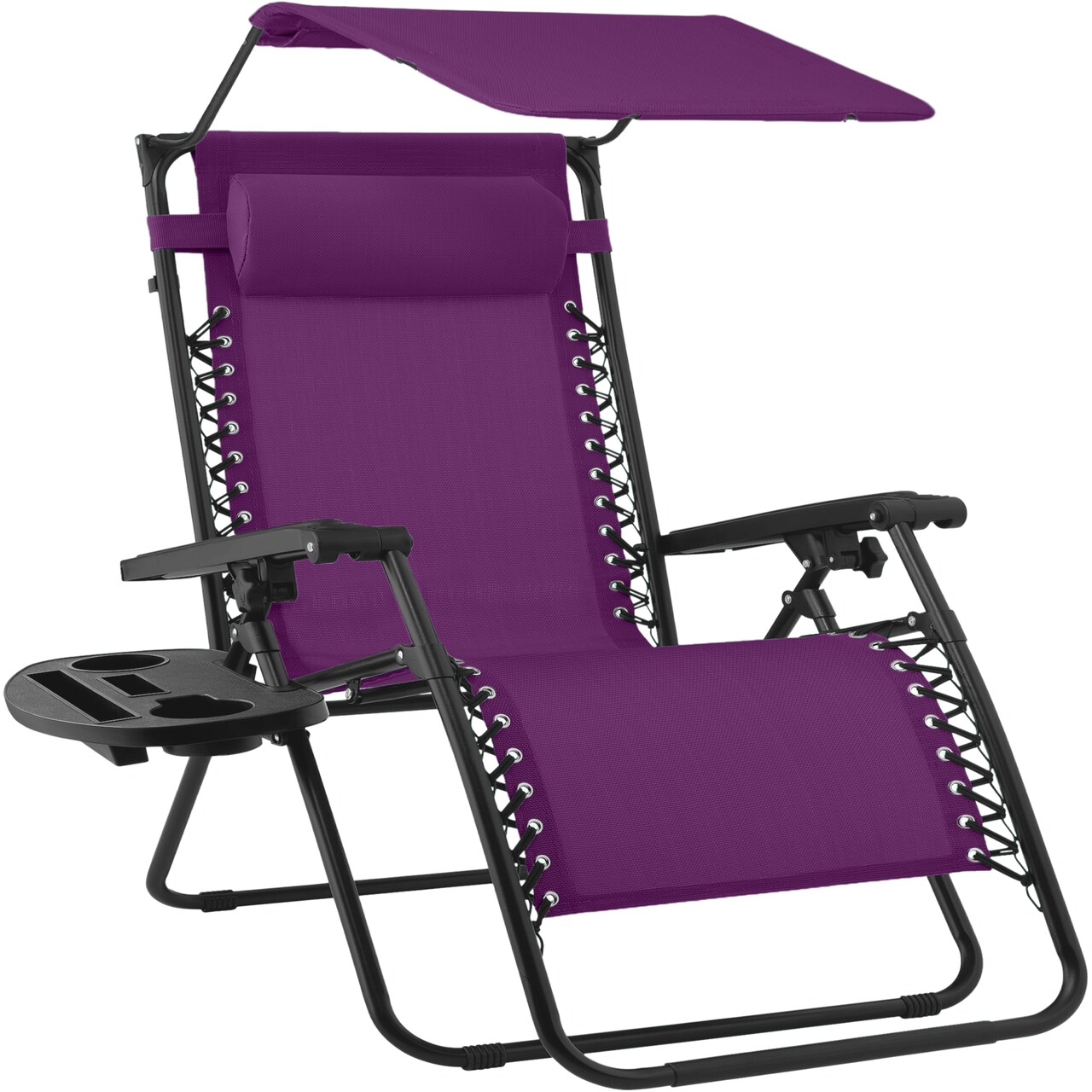 Best Choice Products 30” Extra Wide Folding Zero Gravity Patio Lounge Chair w/Adjustable Canopy Shade
